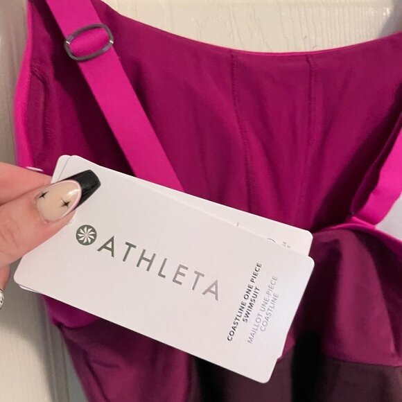 Athleta Womens NWT Purple Colorblock Coastline One Piece Swimsuit Small - Picture 4 of 10